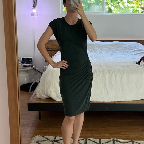 & other stories draped sleeveless midi dress dark green - Picture 3 of 8